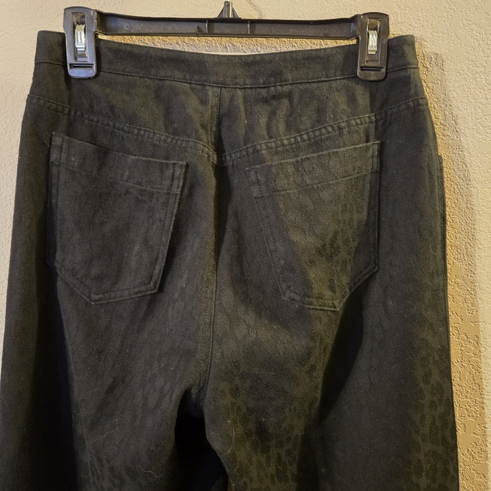 Liz Claiborne Liz Wear Womens Black On Black Animal Print Jeans Size 8 - Picture 5 of 10